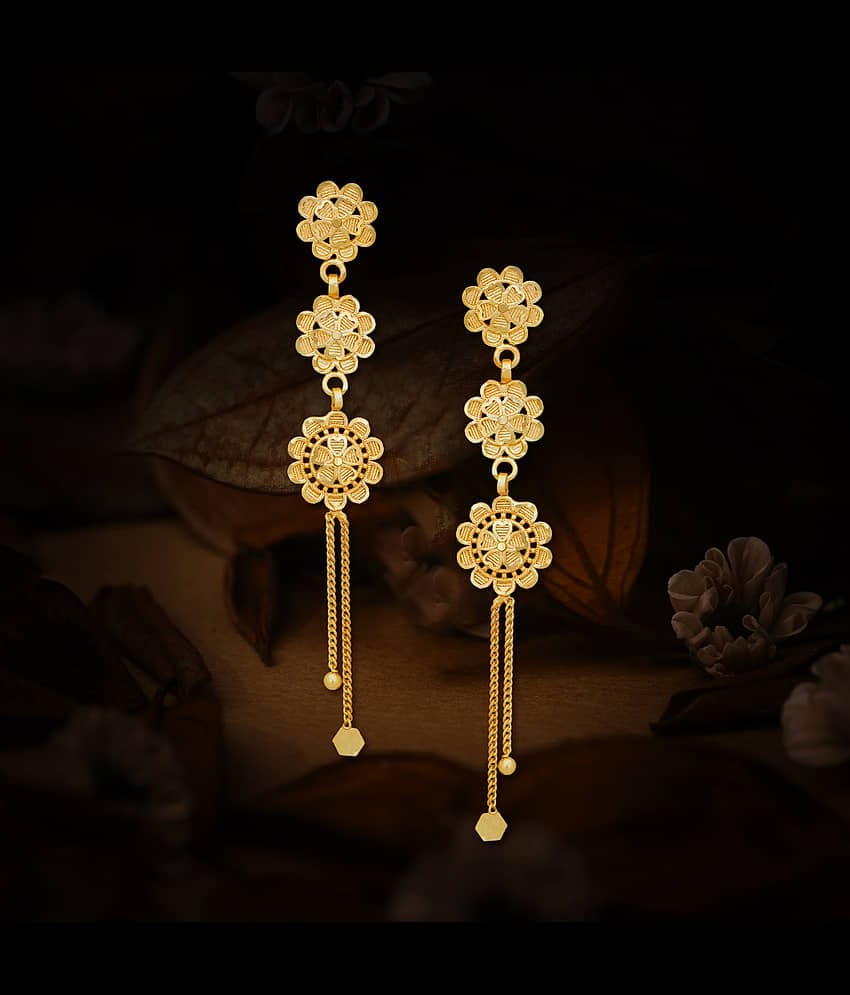 LUV FASHION Golden Jhumki Earrings ( Pack of 1 )