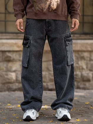 Baggy Graphite Cargo Denim-30