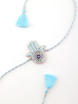 Bulk Evil Eye Hamsa Blue Bhai Rakhi-Pack of 10