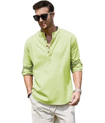 Vida Loca Sea Green Cotton Blend Men's Shirt Style Kurta ( Pack of 1 )