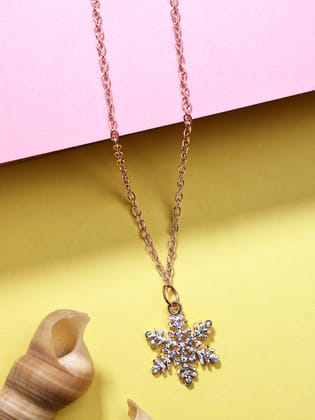 NVR Women's Rose Gold-Plated Chain With Snowflake Pendant-Onesize / Rose Gold / Alloy