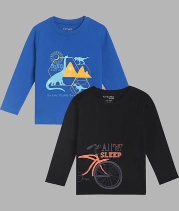ETCHED DESIGN Pack of 1 Boys Cotton T-Shirt ( Multicolor )