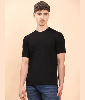 ENCIGER Men 100% Cotton Regular Fit Solid T-Shirt ( black )