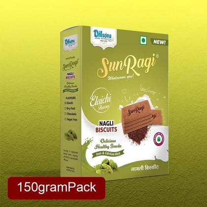 SunRagi Nagli Elaichi Biscuit (150g) | Cardamom Flavored Finger Millet Cookies | Family Pack Healthy Snack
