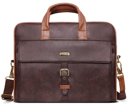 LOREM Brown Color Faux Leather 10L Laptop Messenger Bag For Men BG55