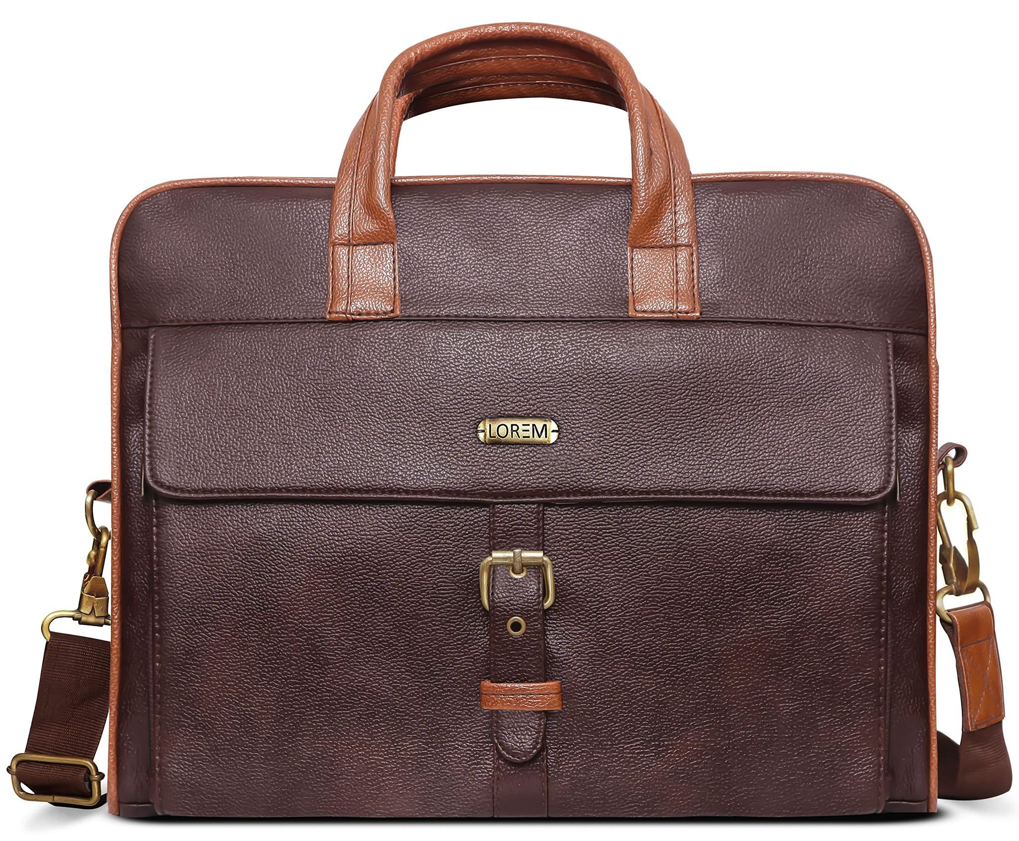 LOREM Brown Color Faux Leather 10L Laptop Messenger Bag For Men BG55