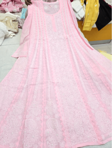 Long Voile Cotton Anarkali Daraz