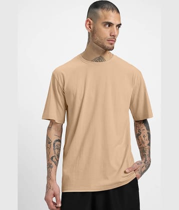 Veirdo Pack of 1 100% Cotton Oversized Fit Men's T-Shirt ( Beige )