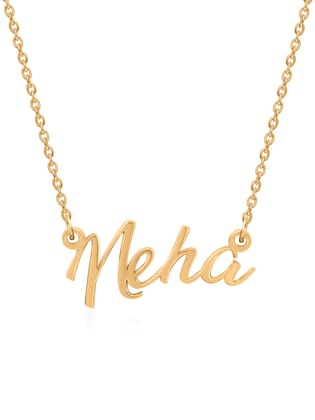 Yellow Gold Name Pendant With Chain  for Women