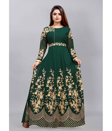 Apnisha Women Georgette Embroidered Ethnic Dress ( Blue )