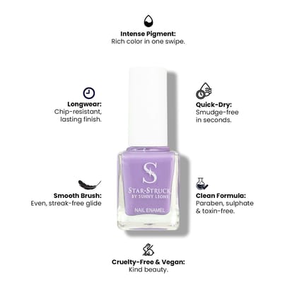 StarStruck by Sunny Leone - Lavender - Glossy Nail Polish | Mirror-Like Shine & Longwear Color | Quick Dry Formula