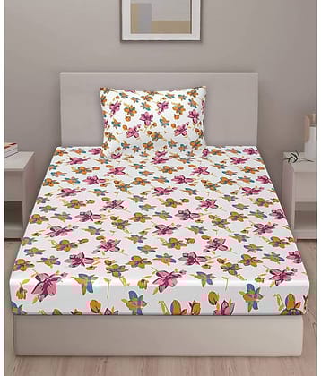 FrionKandy Living Cotton 1 Single Bedsheet with 1 Pillow Cover ( Pink )