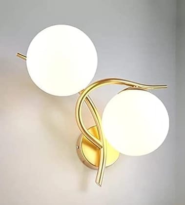 SPARKWORLD Gold Modern Dual Globe Wall Lamp Light for Bedroom Living Dining Room (Bulb not Included)