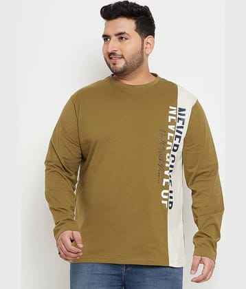 Club York Cotton Blend Regular Fit Colorblock Full Sleeves Men's T-Shirt - Olive Green ( Pack of 1 )