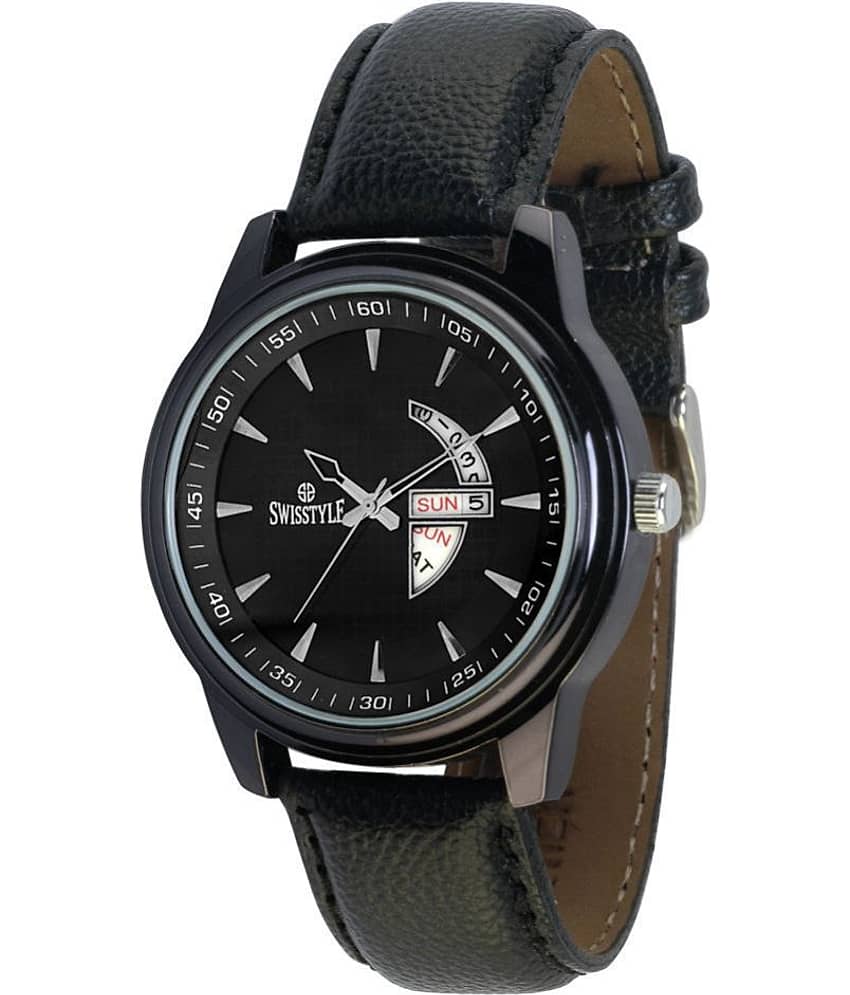 Swisstyle ss-gr1010-blk-blk Leather Analog Men's Watch