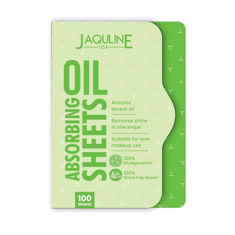 Jaquline USA Green Oil Absorbing Sheets 100N - Instant Oil Control Blotting Paper for Face, Gentle on Skin, Travel Friendly, Portable and Convenient for Daily Use