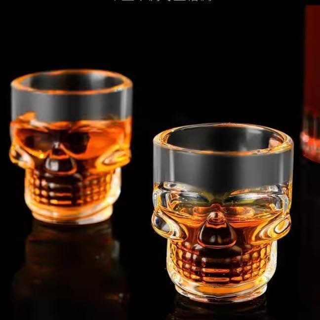 Skull Shot Glasses | Pack of 6 | 60 ML | Tequila Crystal Clear Mug for Ocean, Dessert, Beverage Drink, Liquor, Cordial, Patiala |