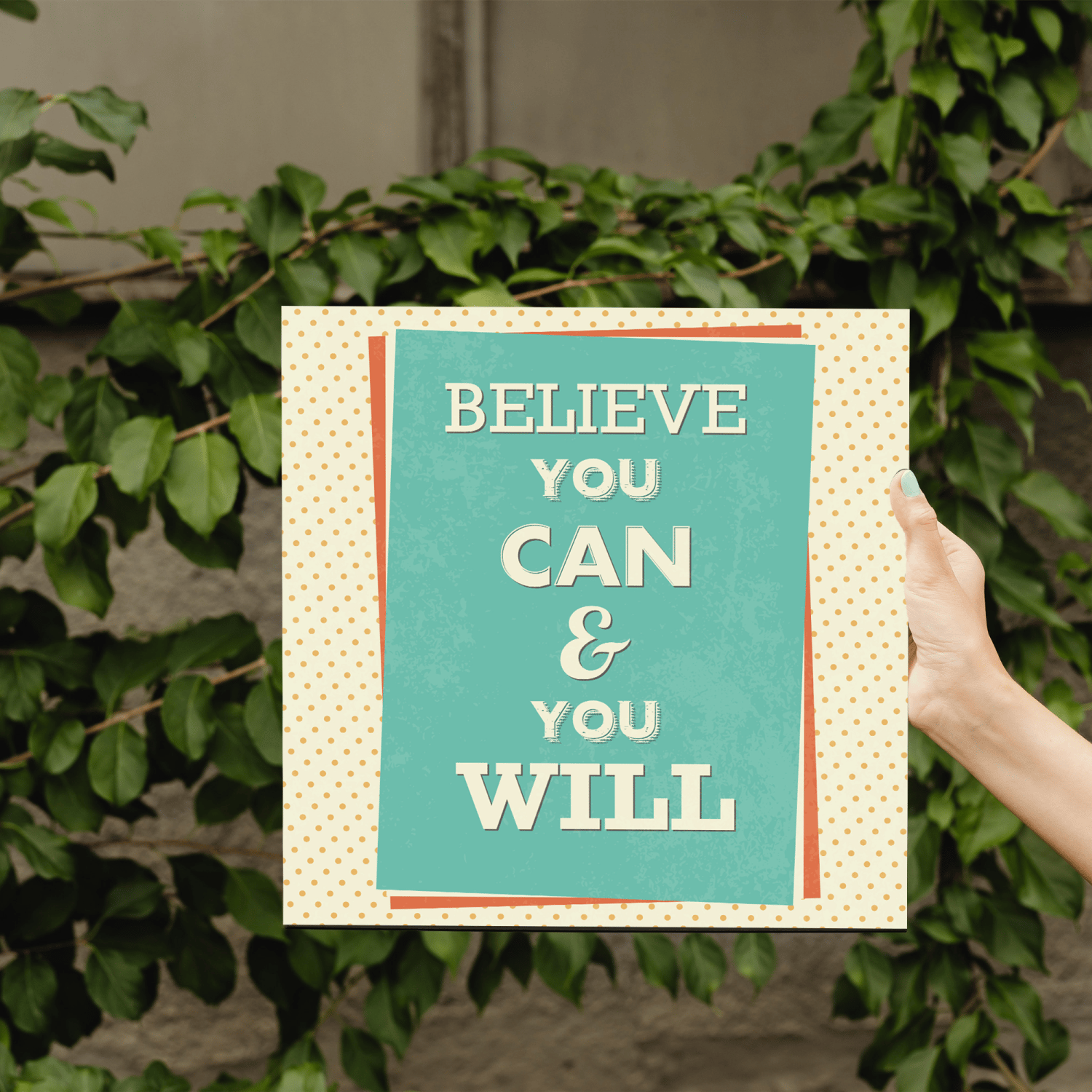 Believe You Can and You Will Motivational Quote Wood Print Wall Art-9 X 9 Inches / Pinewood Thickness: 6mm