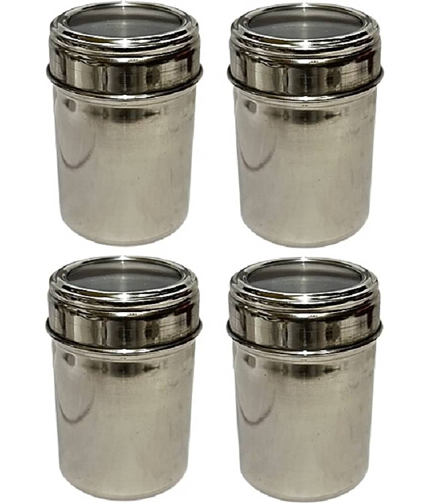 Dynore 4 small dabbi Steel Silver Utility Container ( Set of 4 )
