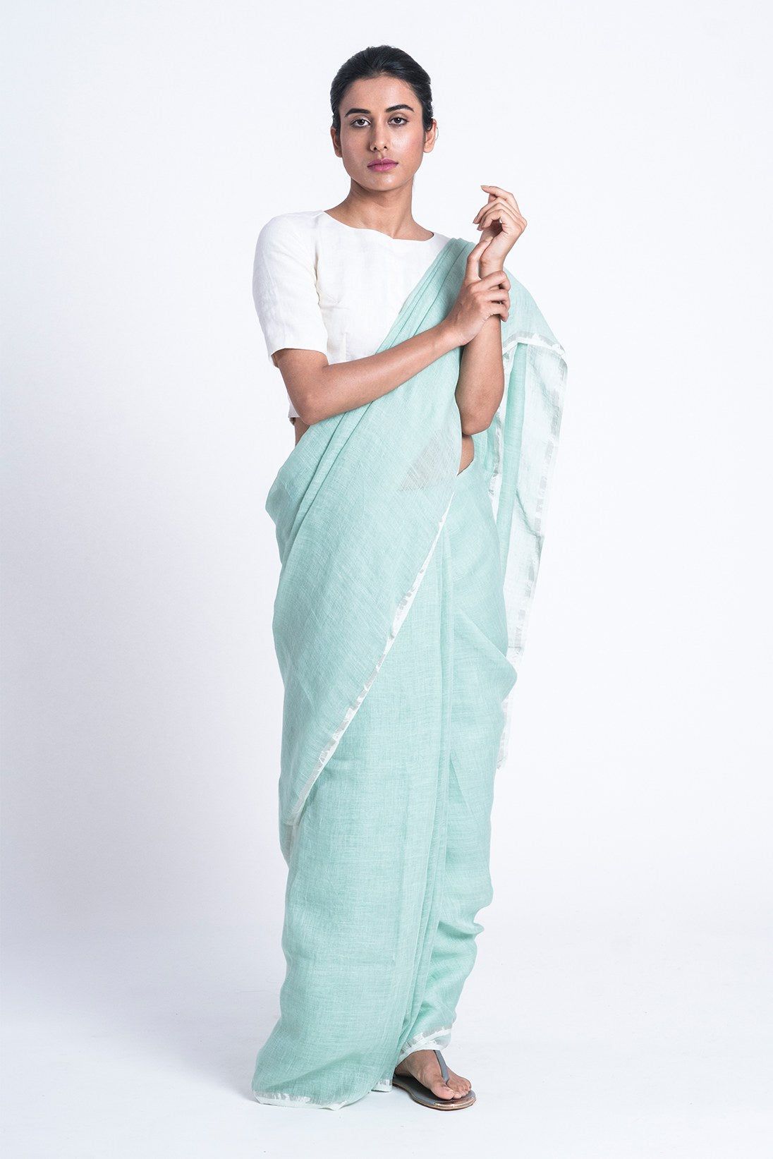 Handwoven Linen Saree