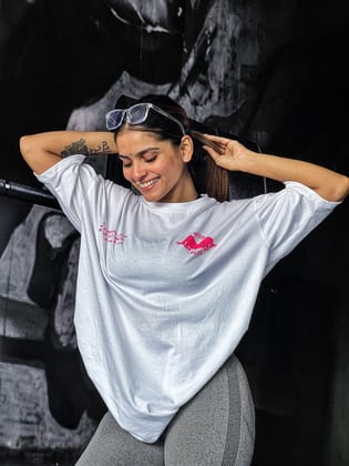 Signature Magenta Bull Oversized T-shirt (White)-S