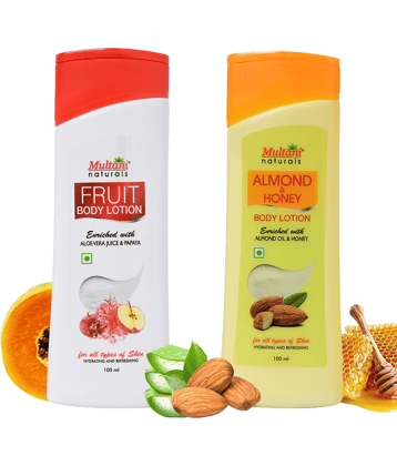 Multani Naturals Body Lotion Combo , Fruit & Almond Honey, Deep Hydration 100 Ml Each (Pack of 2)