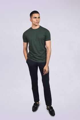Elite Crew Neck - Mercerised Cotton Tee-Natural Green / XS