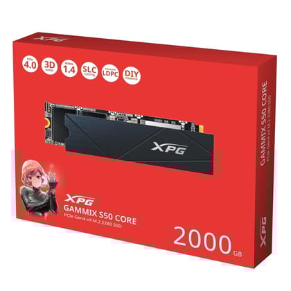 ADATA XPG GAMMIX S50 CORE 2000GB PCIe Gen4 x4 M.2 2280 Solid State Drive/SSD, Compatible with PC and Laptop - SGAMMIXS50C-2000G-CS