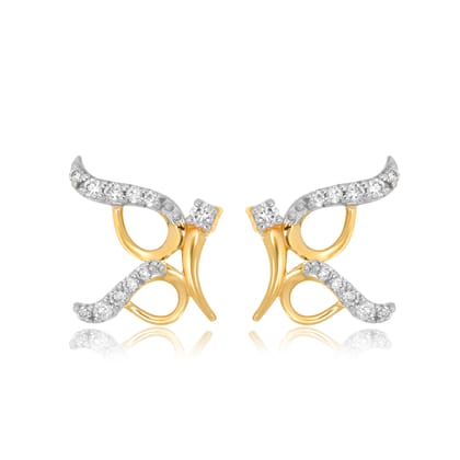 Senco Gold Unique Sheen Diamond Studs (1.8 gram / 0.16 Ct / GH-VVS-VS / 14K Yellow Gold)