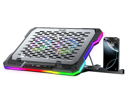 Claw Wind Pro K6 - 2 Removable Magnetic Motor RGB Laptop Cooling Pad with USB & Type-C Ports , Adjustable Height and Mobile Stand