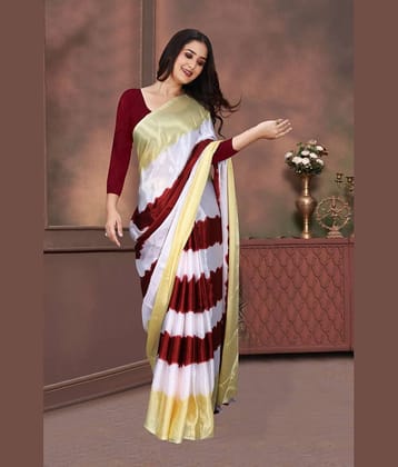 JIHANA FAB Georgette Printed Saree With Unstitched Blouse Piece ( Brown )