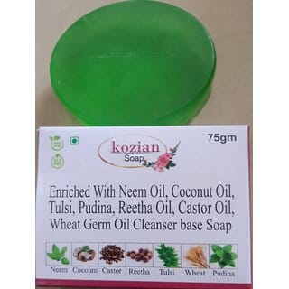 KOZIAN Antibacterial Neem Tulsi Pudina Wheat Germ Oil Soap 75gm for All Skin Type