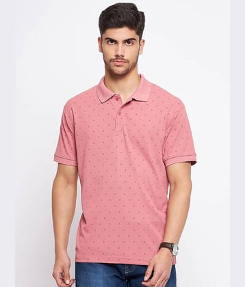 MXN Pack of 1 Cotton Regular Fit Printed Half Sleeves Men's Polo T Shirt ( Peach )