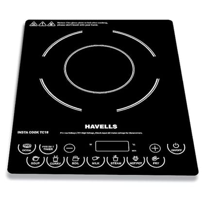 Havells Induction Cooktop Tc 18 1800 Watt (Crystal Glass, Black) (Ghcicdqk180)