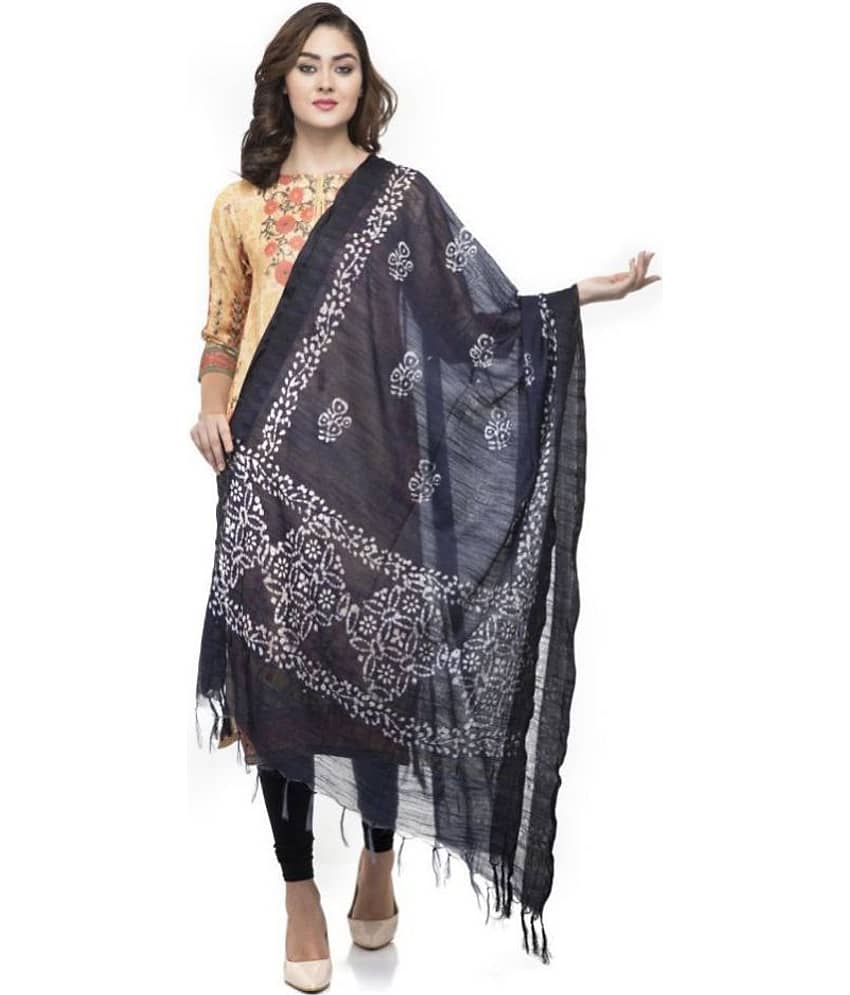 A R Silk Navy Cotton Batik Dupatta