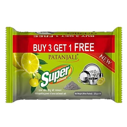 Patanjali Super Dishwash Bar, 225 g (Buy 3 Get 1 Free)