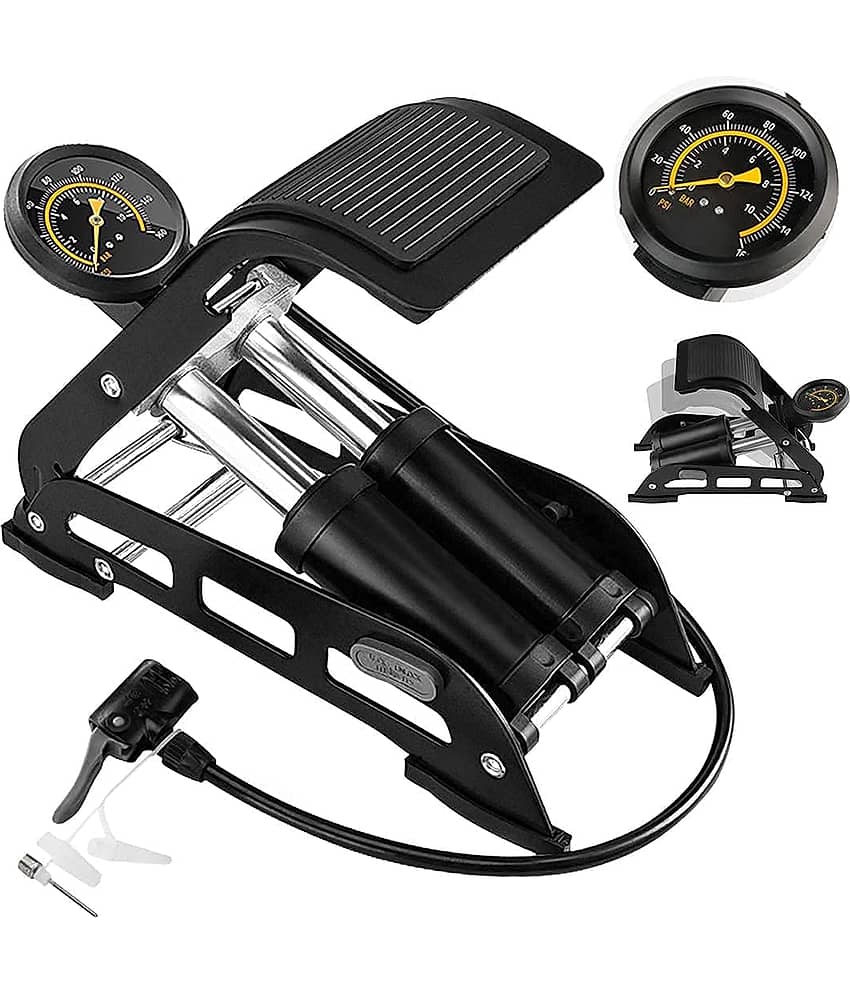 Bhavyta Double Cylinder Portable High Pressure Foot Air Pump Compressor for Car and Bike Air Pump for Motorbike,Cars,Bicycle,for Football,Cycle Pumps for Bicycle,car air Pump for tubeless.