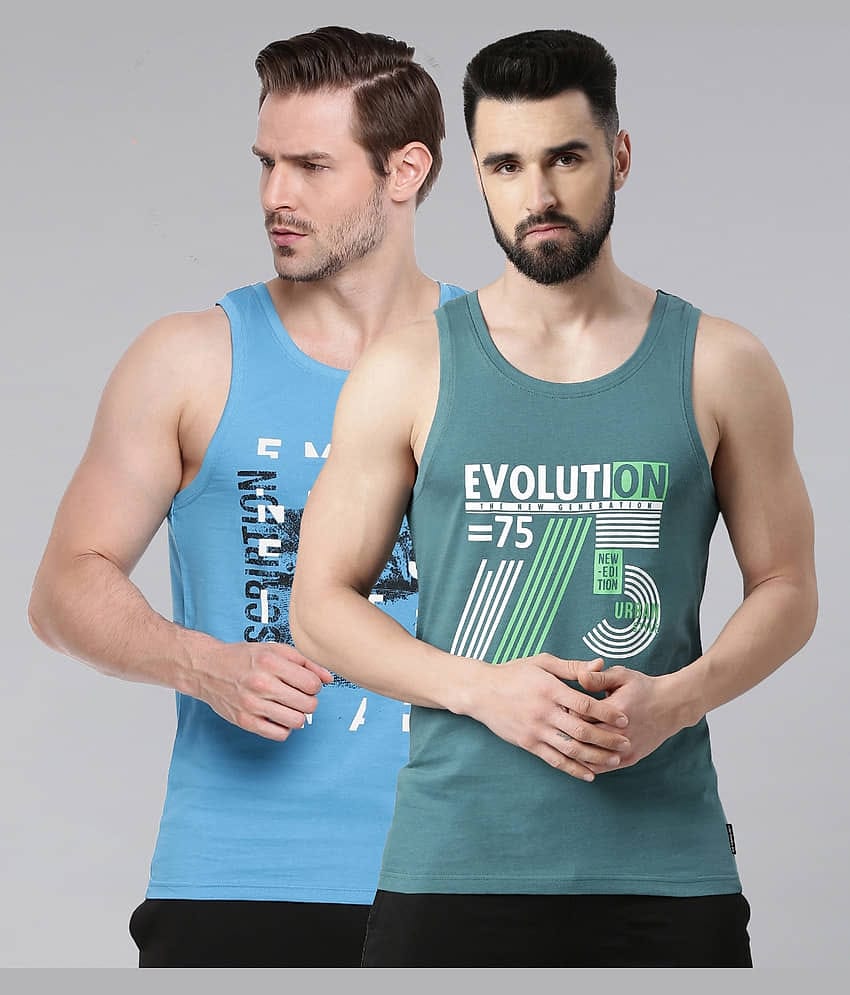 Force NXT Pack of 2 Cotton Blend Tank For Men ( Multi )