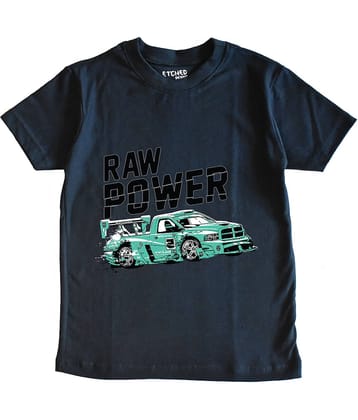 ETCHED DESIGN Pack of 1 Boys Cotton Polo T-Shirt ( Navy Blue )