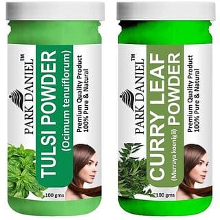 PARK DANIEL Pure & Natural Tulsi Powder & Curry Leaf Powder Combo Pack of 2 Bottles of 100 gm (200 gm ) (200 ml)