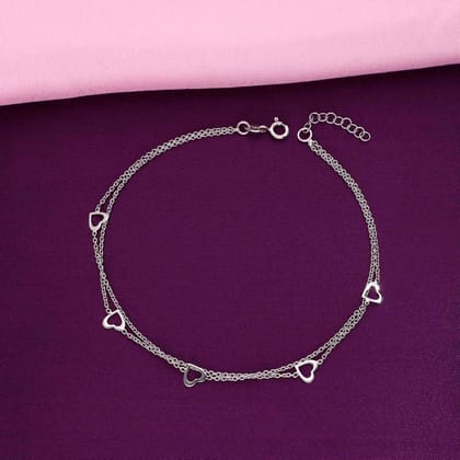 Minimalistic Heart Silver Anklet-None / Silver