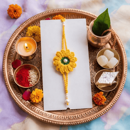 Sakha Handcrafted Marigold Flower Rakhi Pack of 1