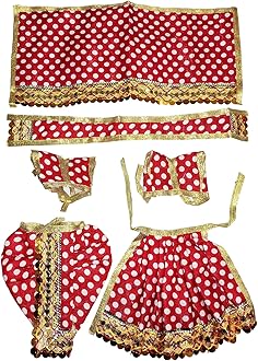 REAL SEED Radha Krishna/Vishnu Laxmi Hand Made Beautifully Crafted Handmade Poshak | Bhagwan Ke Vastra | God Dress | Multicolored Attractive Size - Medium Dress Size - 5 Inches