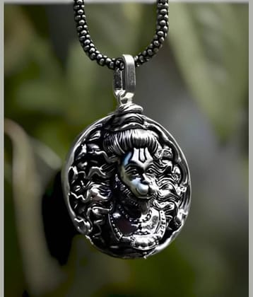 WTM Silver Chain With Round Hanuman Ji Pendant (Pack of 1)