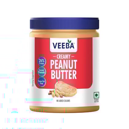 Veeba Creamy Peanut Butter| High Protein | Naturally Gluten Free | Vegan | Trans Fat Free | No Added Preservatives | No Added Colour & Flavour | Non GMO | 925g