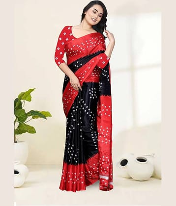 JIHANA FAB Chiffon Printed Bandhani Sarees With Unstitched Blouse Piece ( Yellow )