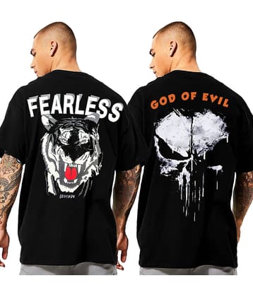 Leotude Pack of 2 Cotton Blend Oversized Fit Men's T-Shirt ( Black )