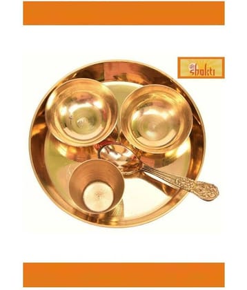 Laddu Gopal Bhog Thali Set || Brass Thali Set  along with Laddu Gopal on Marble Chowki