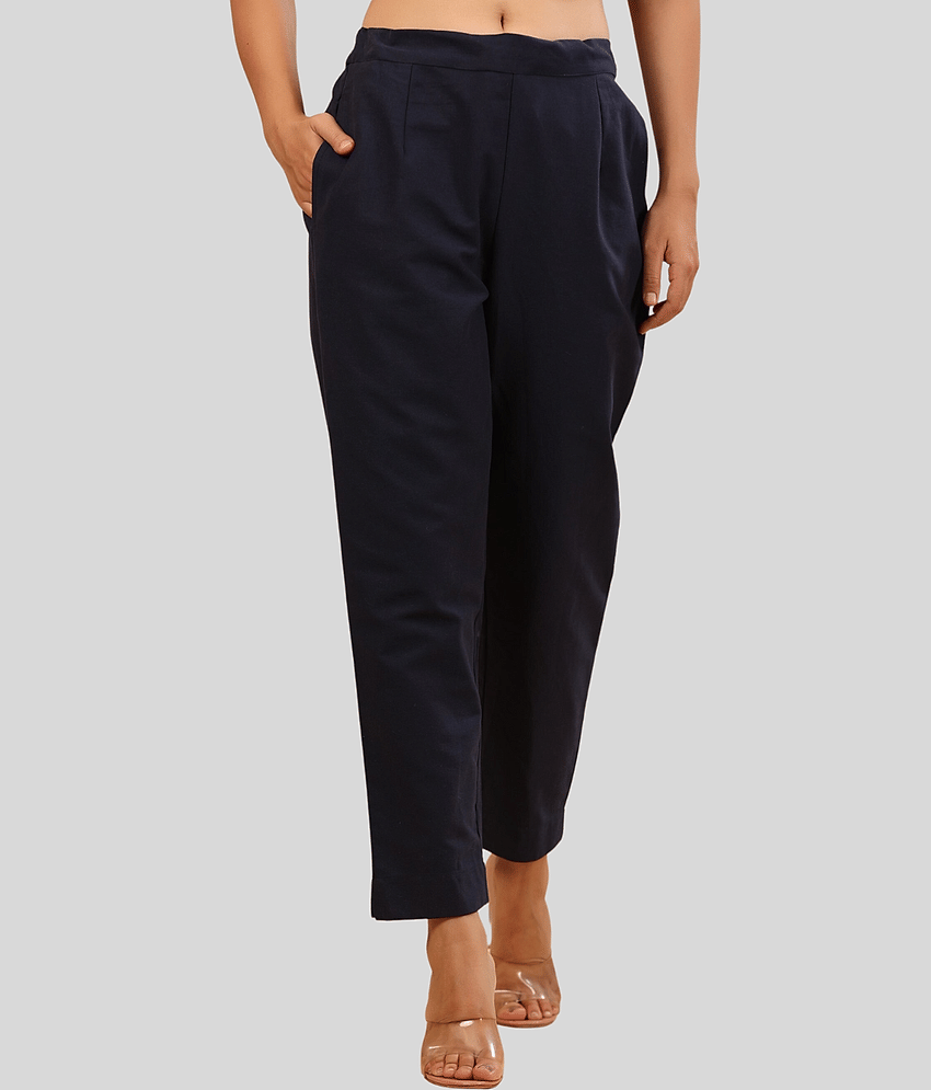 Juniper - Navy Cotton Women's Pencil Pants ( Pack of 1 )