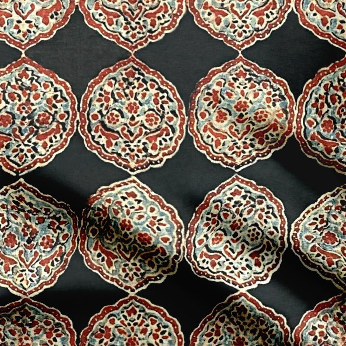 Hand block ajrakh-Cotton